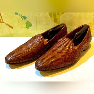 TAFT Monaco Loafers in Woven Leather Tan Men’s Size 11.5 / 45 Huckberry EUC
